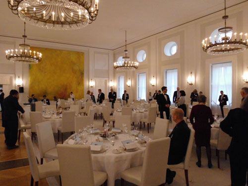 Der Große Saal, eingedeckt für das Mittagessen mit dem Bundespräsidenten am 09.01.2020